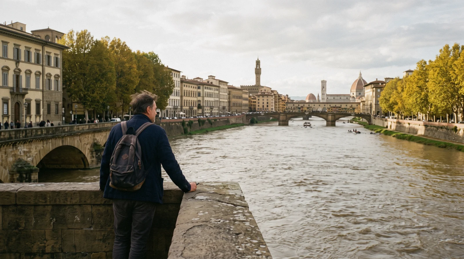 The Arno and the city rooftops in late October light, showing the best time to visit Florence