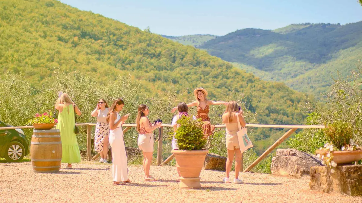 Wine tasting in a cellar on a Chianti winery tour from Florence, Italy