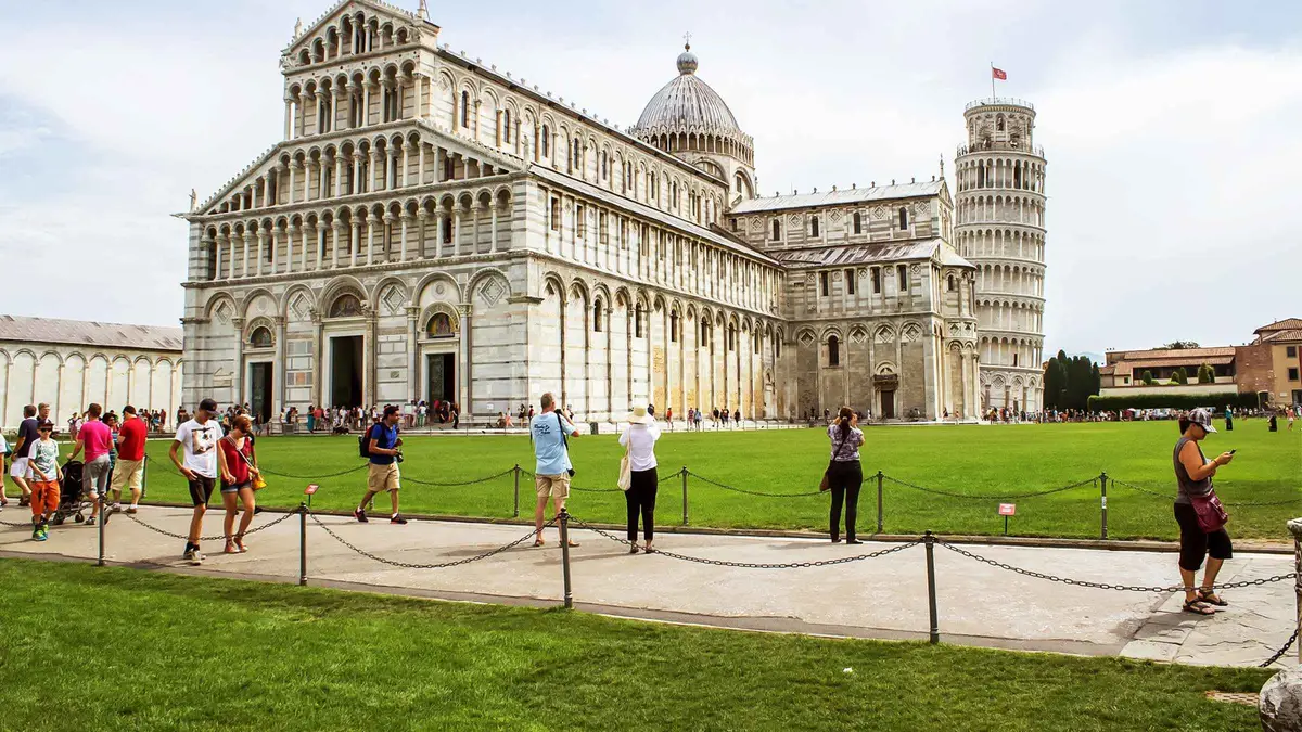 Leaning Tower and Cathedral on Piazza dei Miracoli, timed entrance ticket for a Pisa day trip from Florence