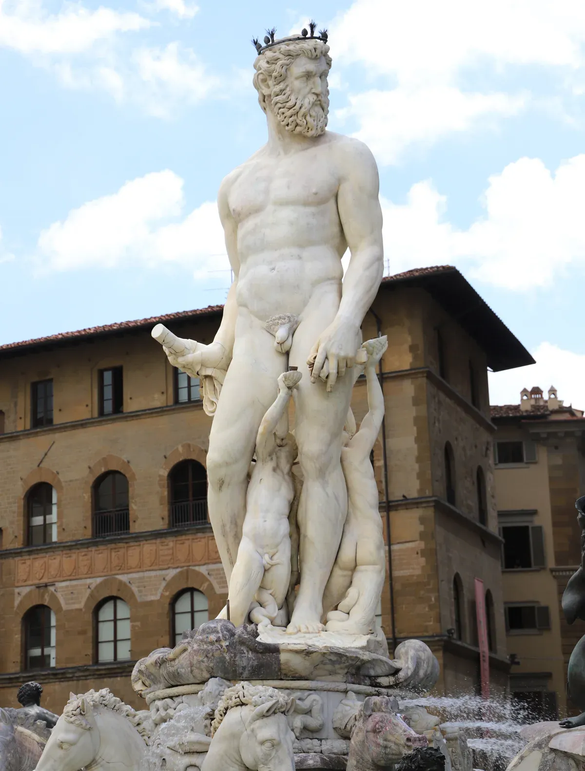 Ammannati's white marble Neptune on the fountain at the corner of Piazza della Signoria in Florence